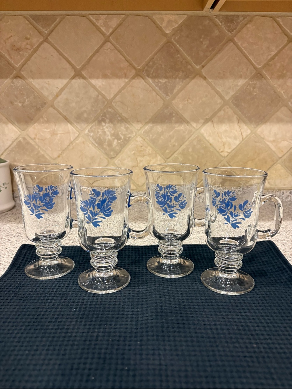 Vintage Pfaltzgraff Yorktowne Irish coffee glass mugs